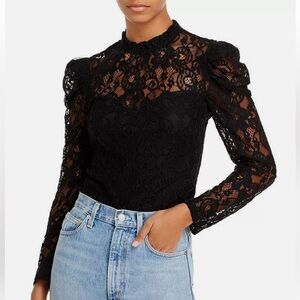 AQUA Lace Puff Sleeve Top size XS